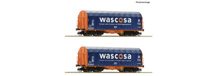 Roco 6680006 - TT - 2-tlg. Set Schiebeplanenwagen, Wascosa, Ep. VI